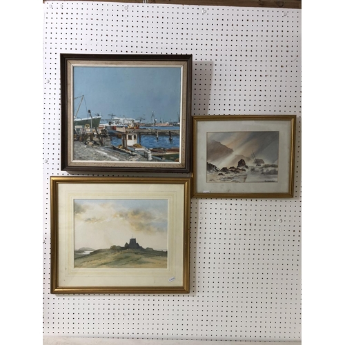 40 - English 20th/21st Century - Three paintings to include: Harbour Scene  - oil on canvas, indistinctly... 