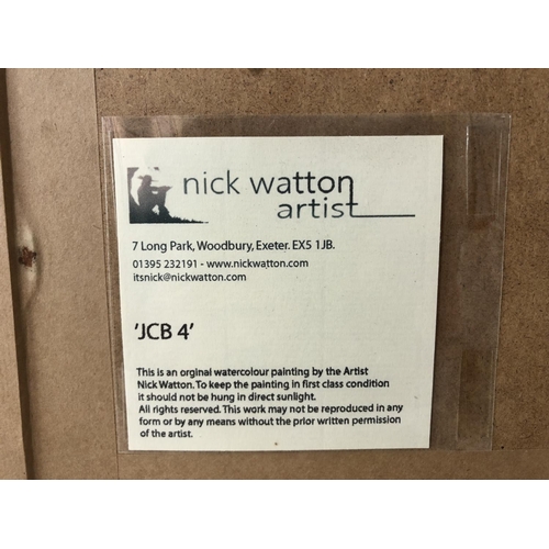 51 - Nick Watton (contemporary) - 'JCB 4', watercolour on paper, signed lower right, artist's label beari... 