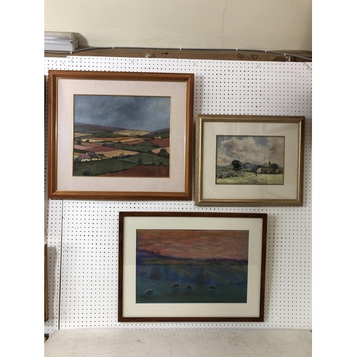 52 - Three works by different artists to include: William Avery Adams - 'A Wessex Pastoral', watercolour ... 