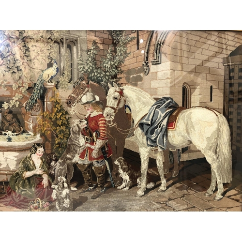 56 - 19th Century Tapestry After John Frederick Herring (1795-1865) - 'The Baron's Charger', 56 x 72 cm, ... 