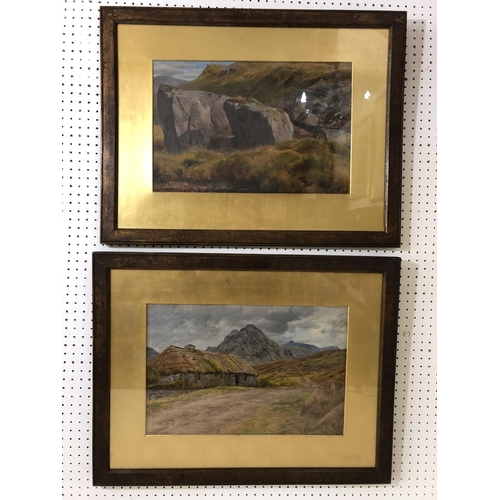 58 - Two early 20th century oil paintings by the same hand, mountain scenes, indistinctly monogrammed low... 