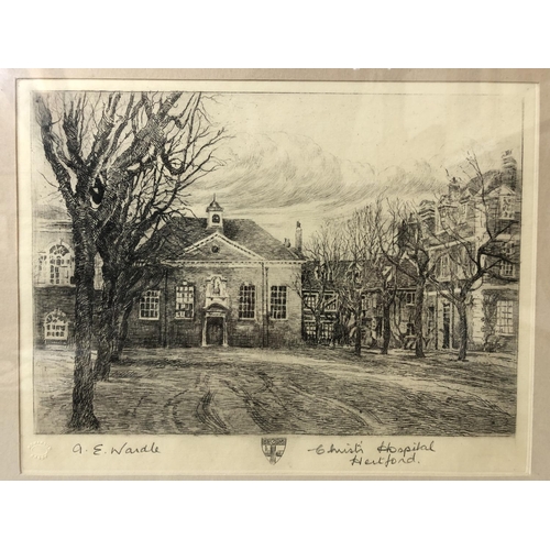 65 - A. E. Wardle (act.20th century) - two etchings of 'Christ Hospital Hertford' each signed and titled ... 