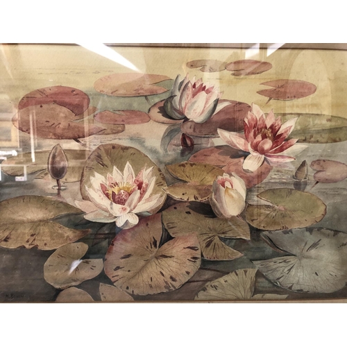 88 - Two watercolour paintings to include: M. Bowen (19th/20th century) - Waterlilies, signed lower left,... 