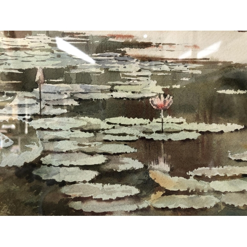 89 - Saya Saung Maung (Burmese, 1898-1952) - Mandalay Palace Moat with Waterlilies, pencil and watercolou... 