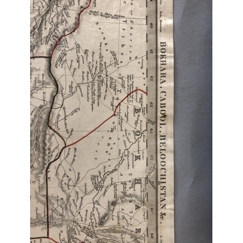 92 - 'Bokhara, Cabool, Beloochistan &c.' detailed map with annotations signed Sir Alexander Burnes - Envo... 