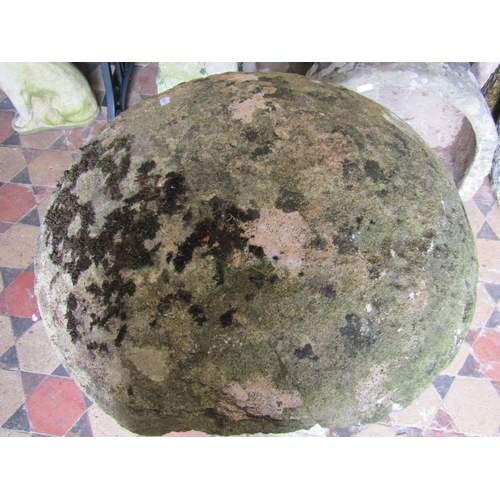 2135 - A tall weathered natural stone staddle stone of square tapered form with domed cap, 55 cm diameter x... 