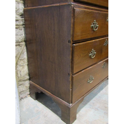 2207 - A Georgian mahogany and oak chest on chest of three short over six long graduated drawers, 104 cm wi... 