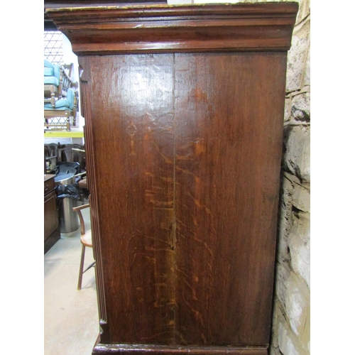 2207 - A Georgian mahogany and oak chest on chest of three short over six long graduated drawers, 104 cm wi... 