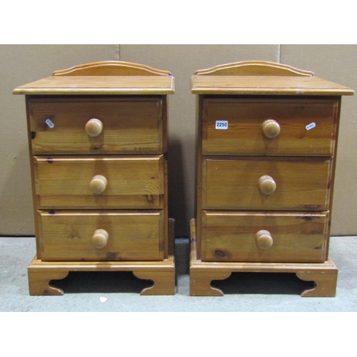 2250 - A modern stripped pine chest fitted with a side by side arrangement of eight drawers, 122 cm wide, t... 