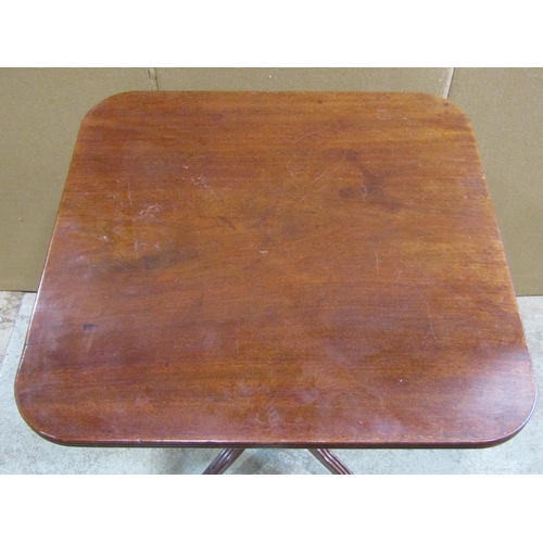 2267 - A 19th century mahogany snap top occasional table with reeded outline and rounded corners, raised on... 