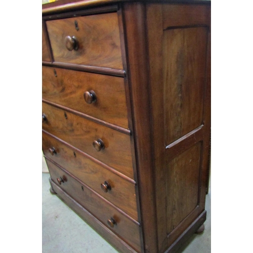 2294 - A substantial Victorian mahogany bedroom chest of two short over four long graduated drawers flanked... 