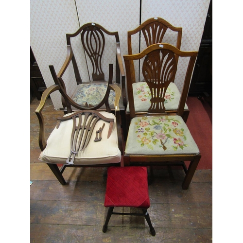 2642 - A pair of Georgian elm countrymade side chairs, with pierced splats and hand worked tapestry seats, ... 