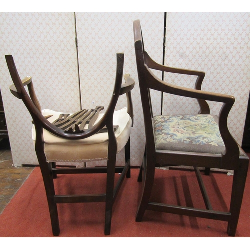 2642 - A pair of Georgian elm countrymade side chairs, with pierced splats and hand worked tapestry seats, ... 