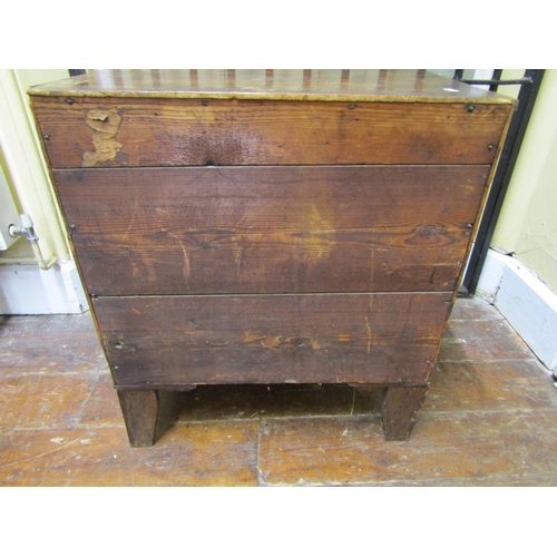 2649 - Small Georgian mahogany and pine chest of two drawers with brass ring handles, 61cm wide x 70cm high