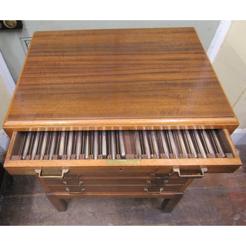 2655 - Art deco walnut canteen of seven graduated drawers, containing an almost complete 24 place setting c... 