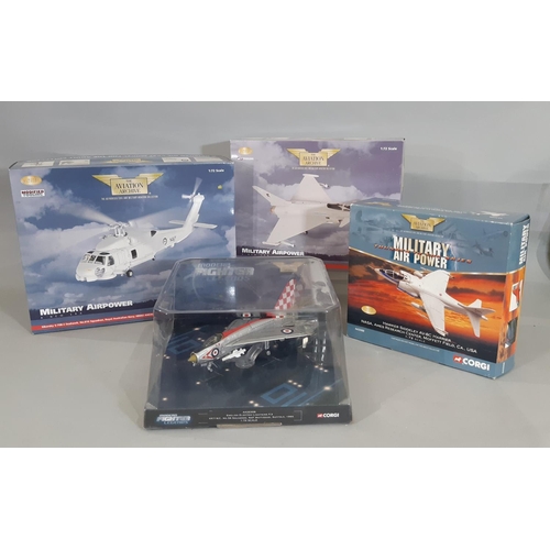 345 - 4 boxed Corgi model aircraft comprising 3 from 'Military Power' series Eurofighter Tycoon F2, Hawker... 