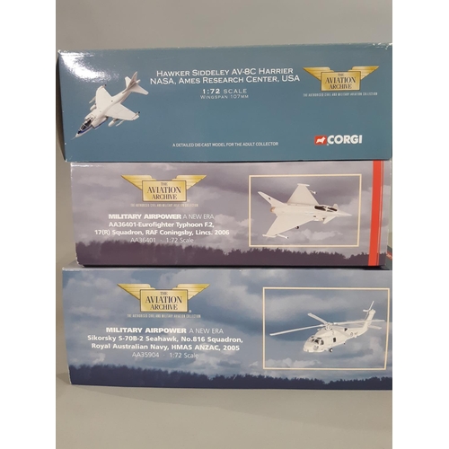 345 - 4 boxed Corgi model aircraft comprising 3 from 'Military Power' series Eurofighter Tycoon F2, Hawker... 