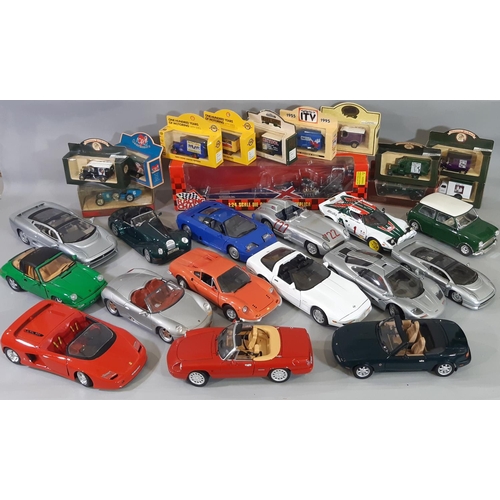 350 - Mixed collection of model cars including 15 Classic and racing cars by Maisto, Solido, Anson, Jouef ... 