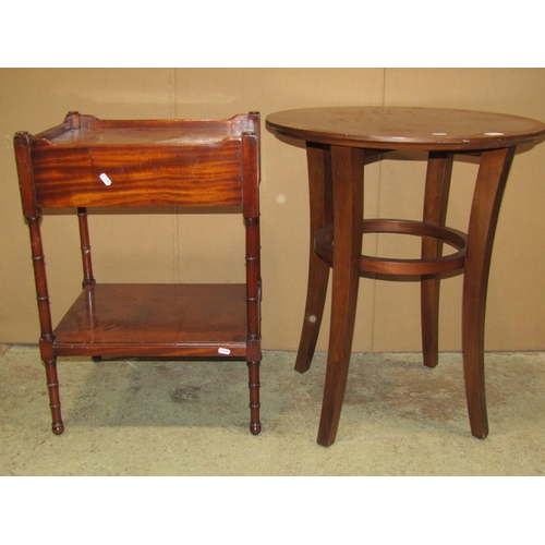 2331 - Two reproduction Victorian style mahogany pedestal occasional tables with circular tops, (varying de... 