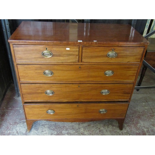 2584 - A Regency mahogany chest of three long and two short drawers with brass plate handles, 106cm wide