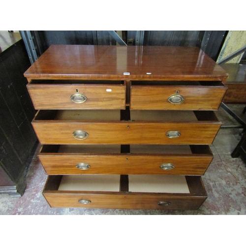 2584 - A Regency mahogany chest of three long and two short drawers with brass plate handles, 106cm wide