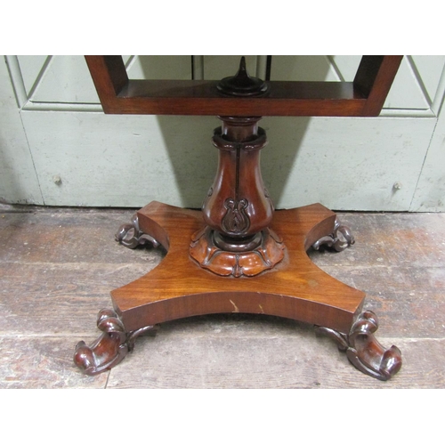 2661 - William IV mahogany ladies sewing table, with frieze drawer over a tapering wool drawer, on turned c... 