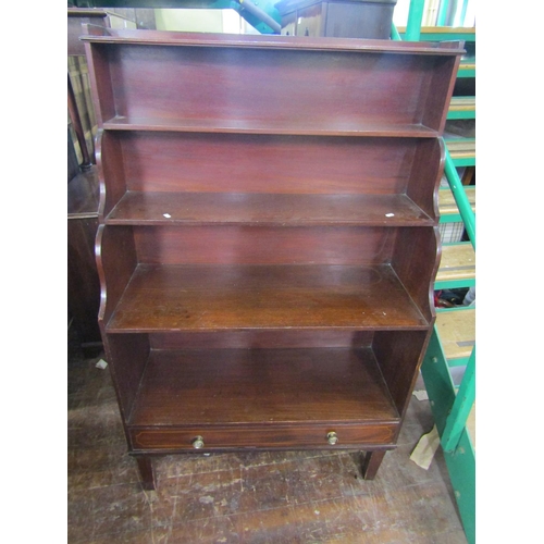 2664 - Georgian mahogany waterfall bookcase with lower frieze drawer, with four graduated and receding shel... 