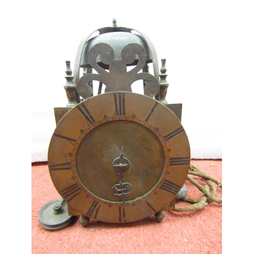 2723 - Antique lantern clock, with hook and spike fitting