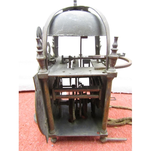 2723 - Antique lantern clock, with hook and spike fitting