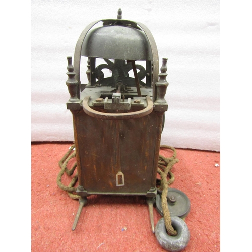 2723 - Antique lantern clock, with hook and spike fitting