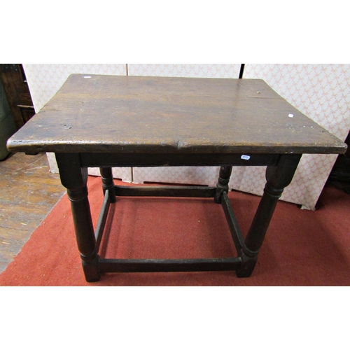 2675 - Small 17th/18th century oak and elm rectangular occasional table, 82cm long x 52cm deep x 63cm high