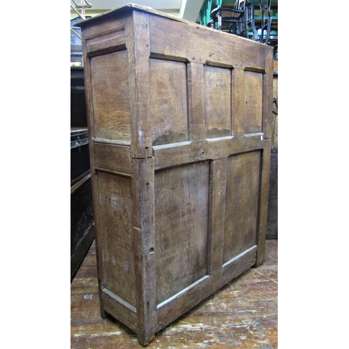 2680 - 18th century oak side cupboard with carved and panelled doors, with butterfly hinges, 100cm x 30cm d... 