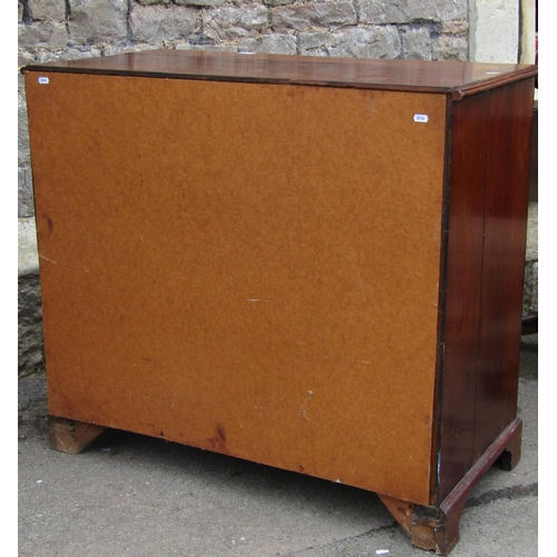 2684 - A Georgian walnut chest of three long and two short drawers on bracket supports, 98cm wide x 89cm hi... 