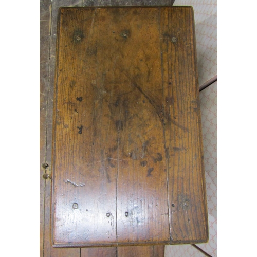 2704 - An early 18th century oak occasional table (or large coffin stool) 58cm x 36cm x 60cm