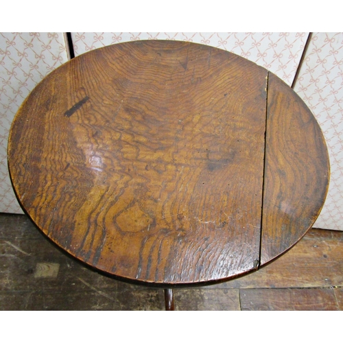 2712 - 18th century countrymade occasional table, the top in rippled ash, with fruitwood column and tripod ... 