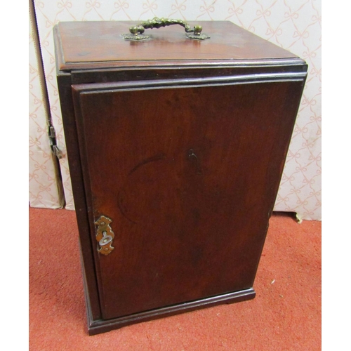 2721 - Small Georgian yew wood cabinet, with hinged locking door and fitted interior or doors and drawers w... 