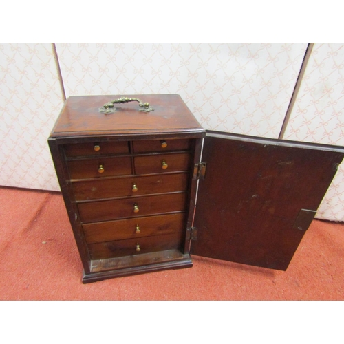 2721 - Small Georgian yew wood cabinet, with hinged locking door and fitted interior or doors and drawers w... 