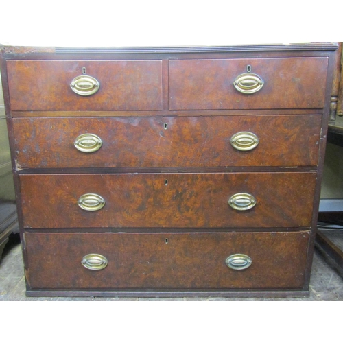 2735 - A Regency solid burr elm chest of three long and two short graduated drawers, (lacks supports) 109cm... 