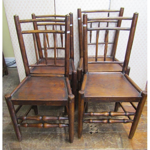 2736 - A harlequin set of four Georgian ashwood cottage dining chairs