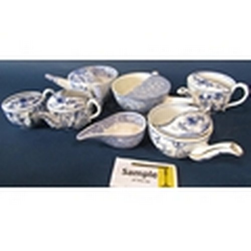 1009 - A collection of 19th century and later invalid feeding cups, seven with printed blue and white detai... 