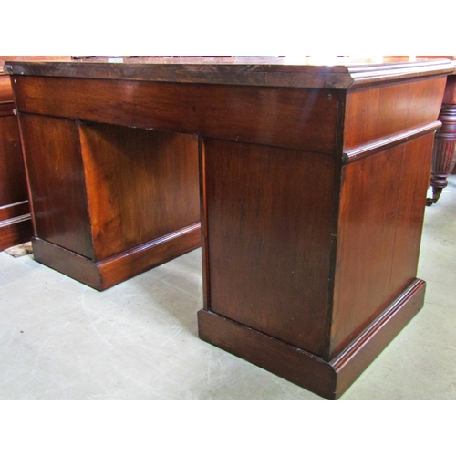 2336 - A late Victorian/Edwardian walnut kneehole twin pedestal desk fitted with nine frieze drawers, 138 c... 