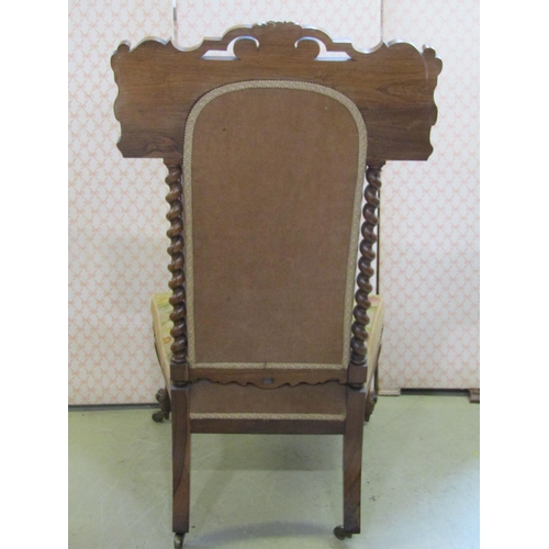 2376 - A Victorian prie-dieu / nursing chair, with floral tapestry seat and T shaped back, in a rosewood sh... 