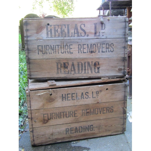 2032 - An antique pine framed campaign style chest carcase, originally to enclose one long and two short dr... 