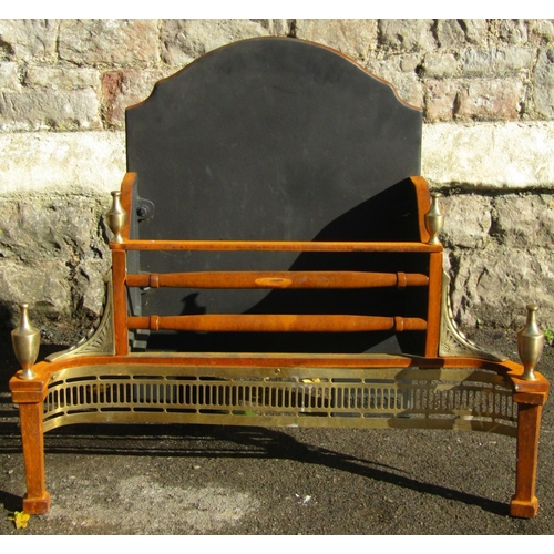 2087 - Two reproduction Georgian design steel and brass fire baskets with serpentine shaped pierced fronts ... 