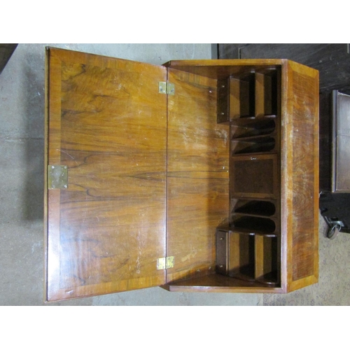 2229 - A Georgian style walnut veneered and crossbanded bureau, 79cm wide together with a reproduction nest... 