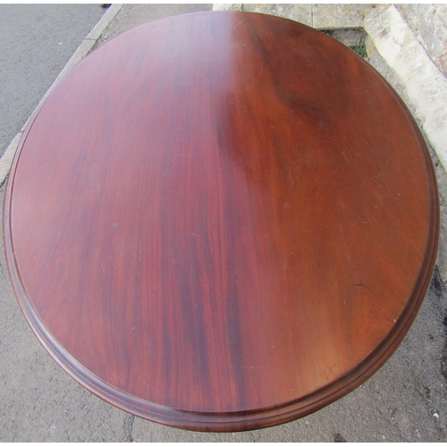 2444 - A Victorian mahogany oval tilt top breakfast table to seat four/six, approx 140 cm x 106 cm