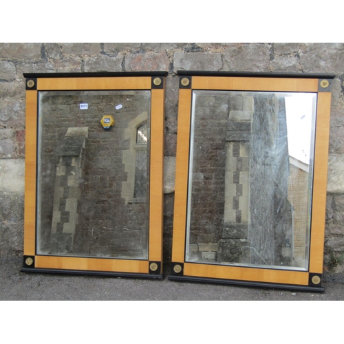 2471 - A pair of contemporary Biedermeier style pier mirrors of rectangular form with bevelled edge plates,... 