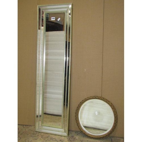 2488 - Four contemporary wall mirrors of varying size and design, the tallest 107 cm high