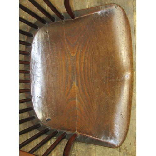 2733 - Georgian Windsor comb back elbow chair (upper section only) dished elm seat, the remainder in yew wo... 