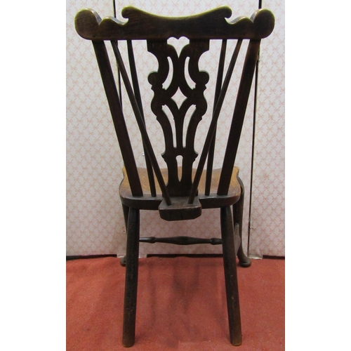 2757 - A matched pair of Georgian Windsor comb back elbow chairs principally in ash with dished seats, turn... 